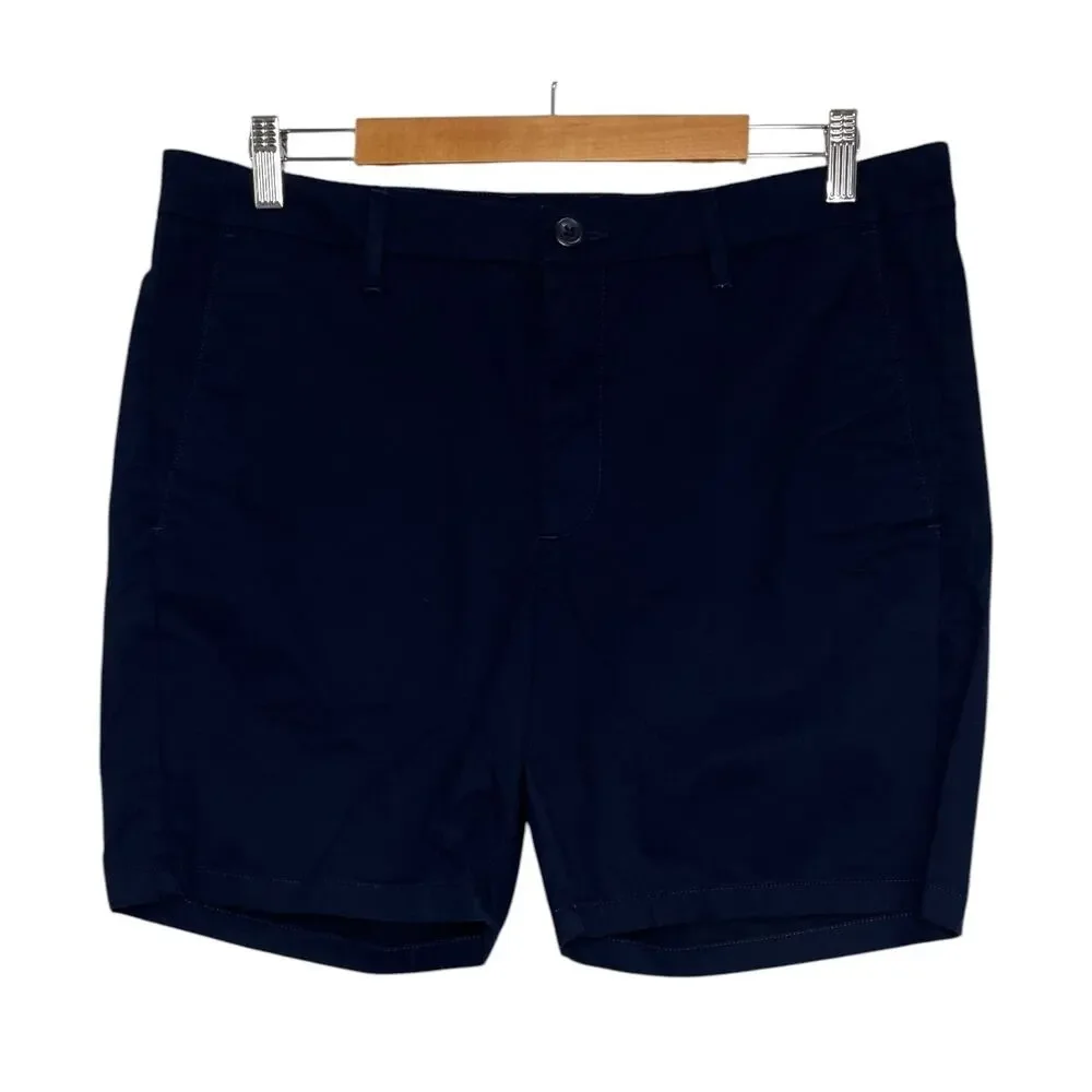 Quince Classic Stretch Chino Shorts Mens 36 Blue Flat Front 7 Inch Casual Cotton